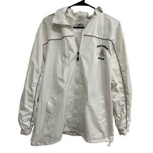 Vintage Bar Harbor Maine Windbreaker Jacket White Size L Hooded Zip Up Embroider